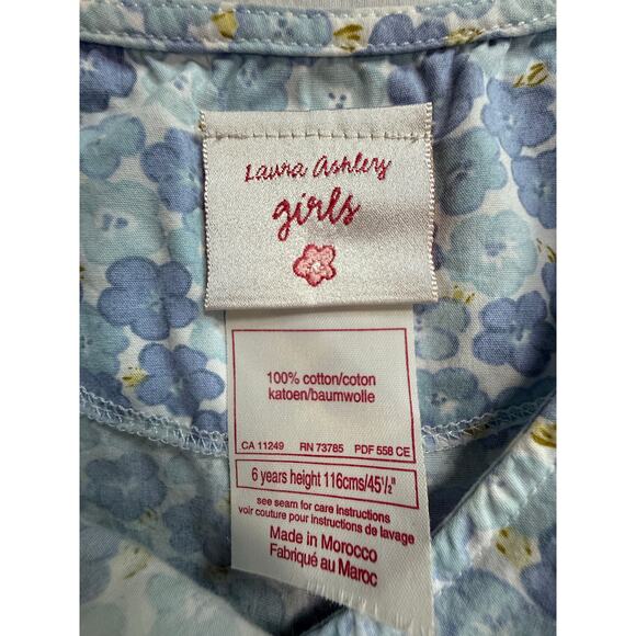 Laura Ashley Dress Wrap Style Floral Blue Girls Size‎ 6 Years Cotton - Picture 8 of 8